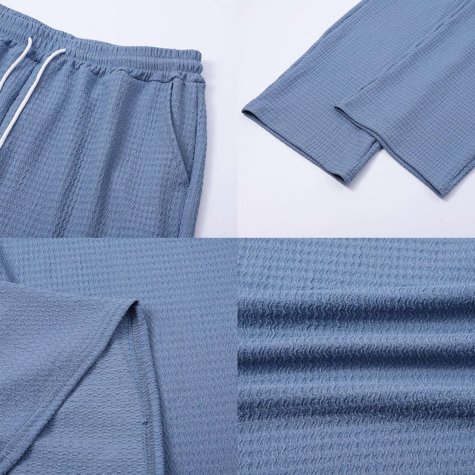 Tuta da uomo per il tempo libero, in cotone, con maglietta corta e pantaloni estivi, tinta unita, classica, traspirante, confortevole, per interni ed esterni