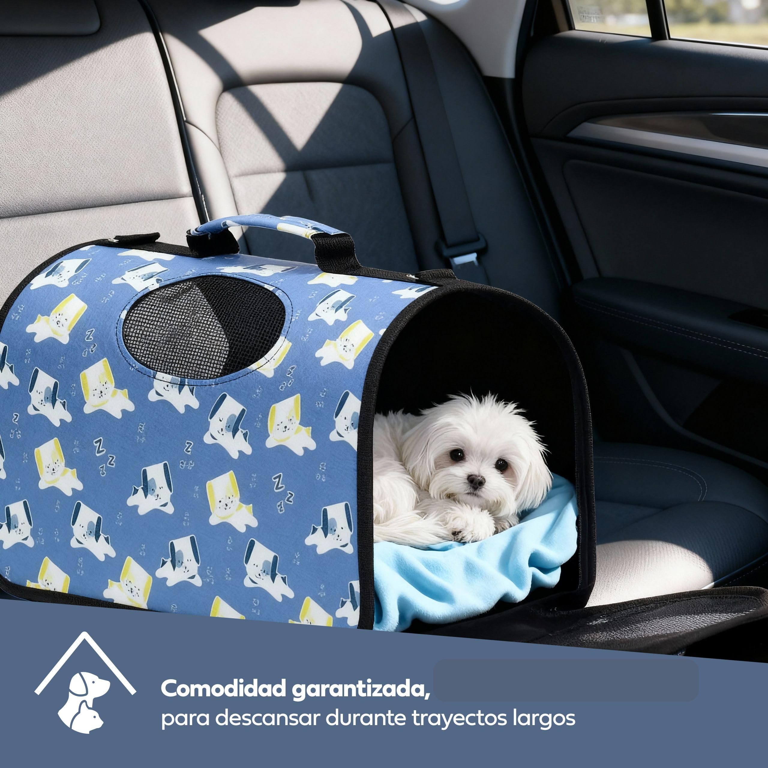 Transportin Perro de Tela Pequeño Mediano Plegable Bolsa Mochila Transportín Gato Grande Bolso Conejo Mascotas – Set con Plato y Manta Viaje