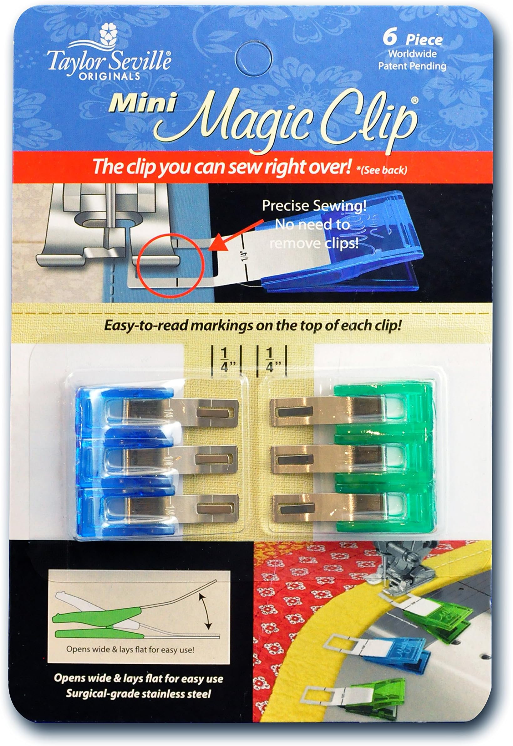Taylor Seville Originals Magic Clips for Sewing and Quilting-Extra Small-6 Count