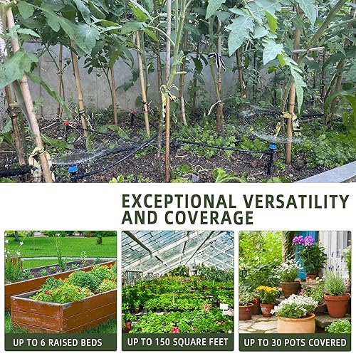 Miniatura 3 de Sistema de riego por goteo de empuje para conectar, sistema de riego ajustable para cama elevada de jardín, sistema automático de riego de plantas,