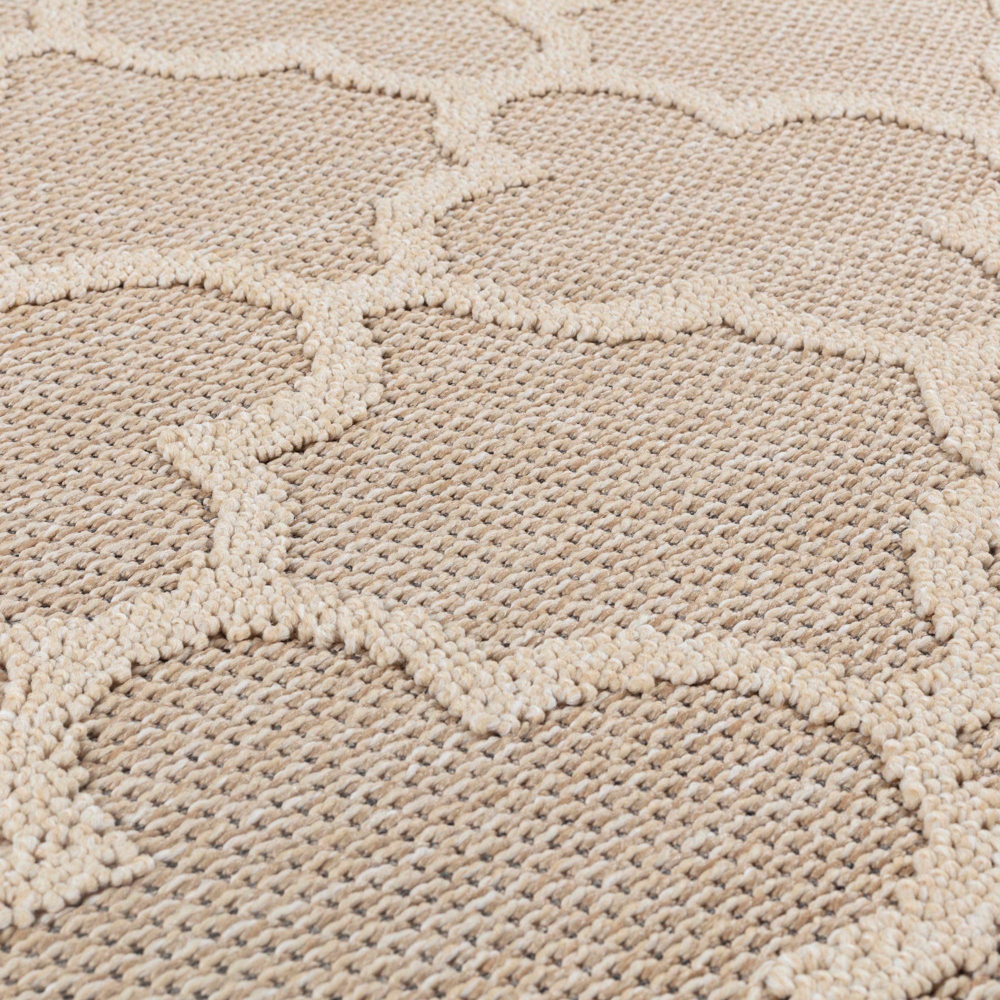Carpetsale24 Tappeto da esterni, colore beige, disegno scandinavo, 110712, tappeto rettangolare, Tappeti per terrazzo-balcone o cucina, 160 x 230 cm