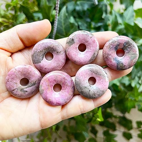 Miniatura 5 de 2 dijes colgantes de piedra preciosa con forma de donut y moneda de la suerte para hacer joyas, suministros de cuentas circulares de cristal de