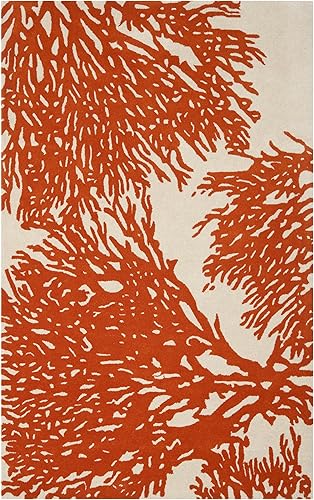 Miniatura 2 de SAFAVIEH Bella Collection BEL115B - Alfombra de lana de alta calidad, hecha a mano, 4 x 6 pies, color beige y terracota