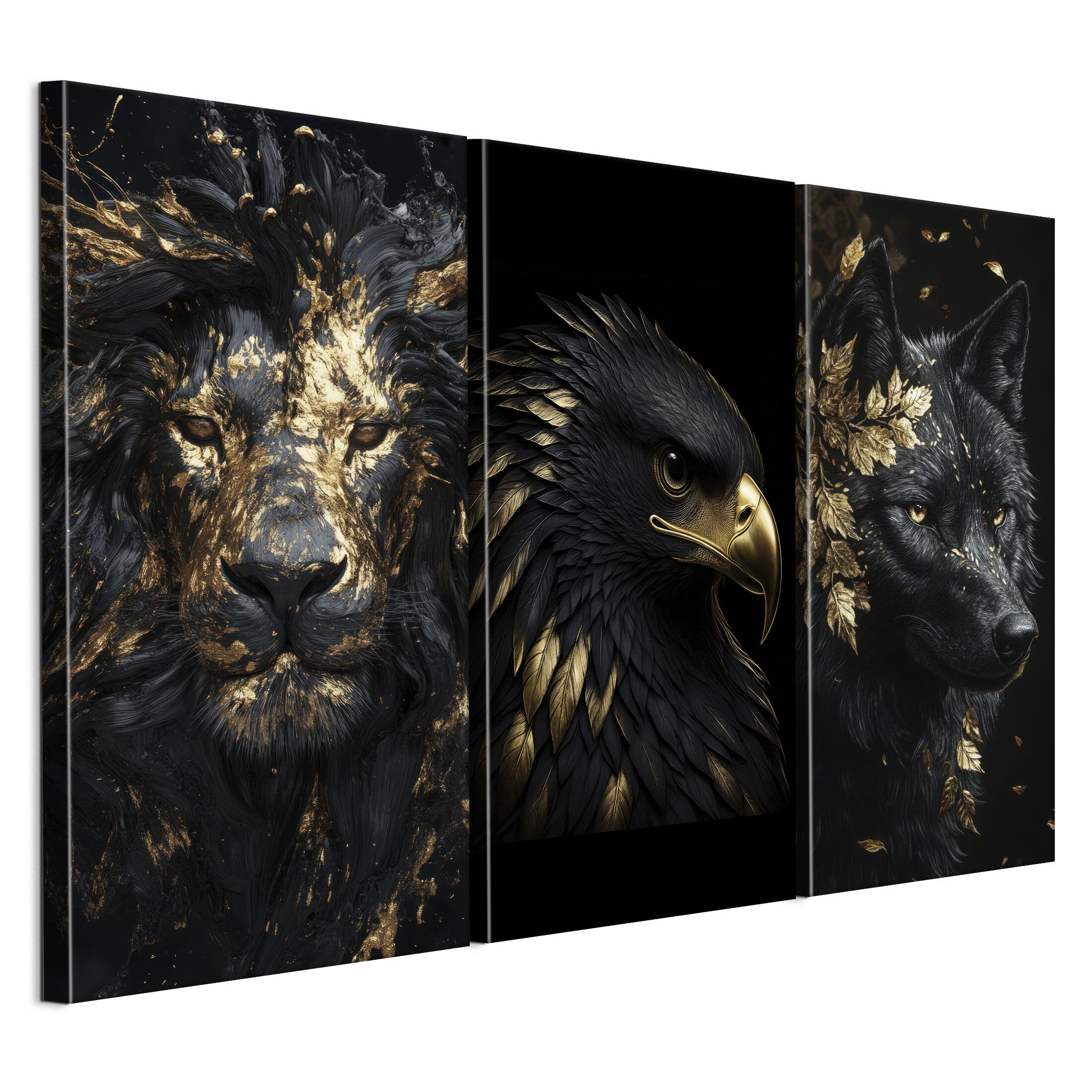 LUMASOUL Quadri Moderni Soggiorno - Quadri Camera da Letto Motivo Animale - Poster da parete con cornice in legno e telaio - Stampe da Parete 90x60 cm Moderno