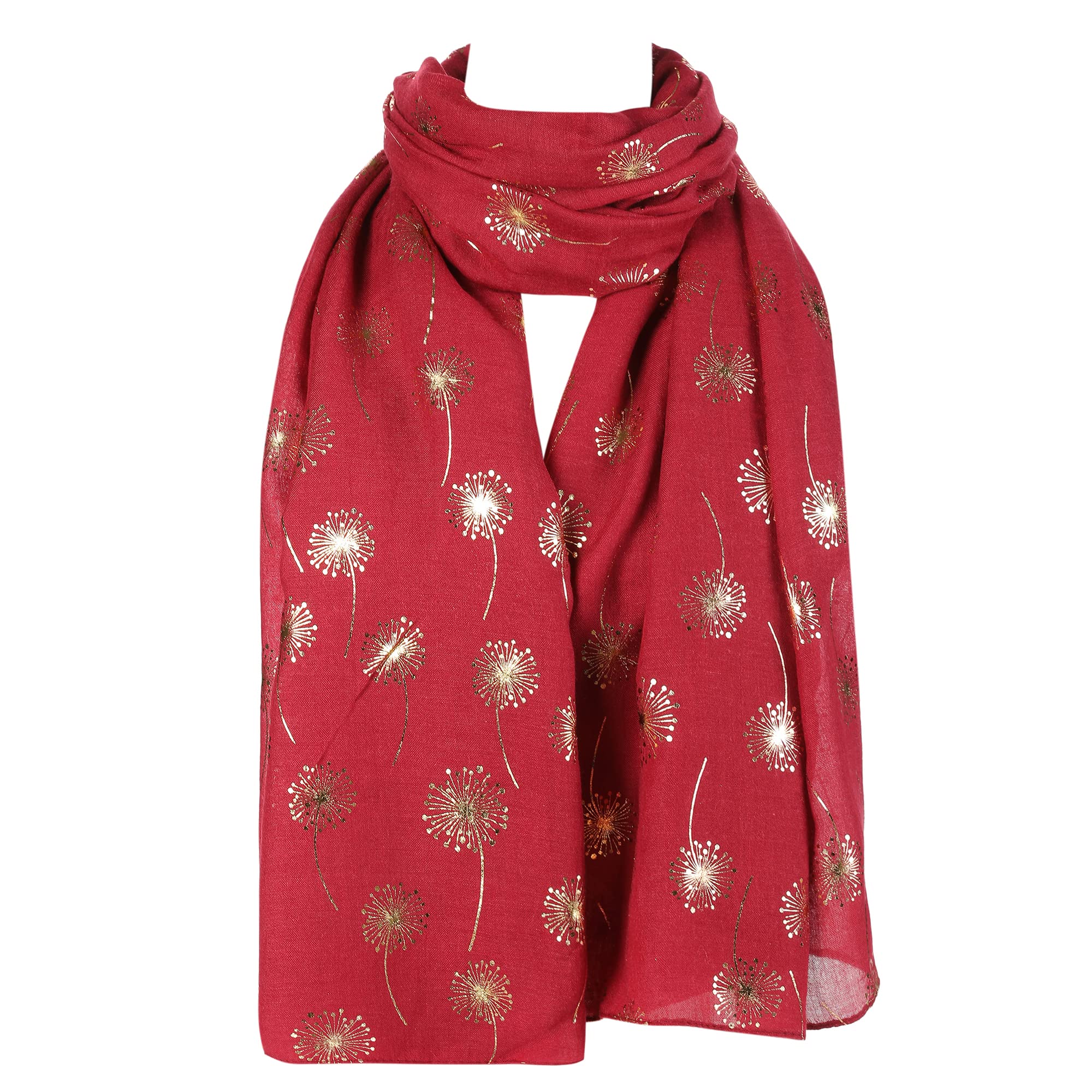 London Scarfs Women's Glitter Dandelion Maroon Dandelion Celebrity Designer Scarf Scarf Shawl Wrap (Glitter Dandelion Maroon)