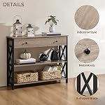 Yaheetech Console Table with Drawer and Open Shelves 100 cm L Gray | Vintage Wooden Narrow Entryway Table with Stable Metal Support for Living Room, Hallway