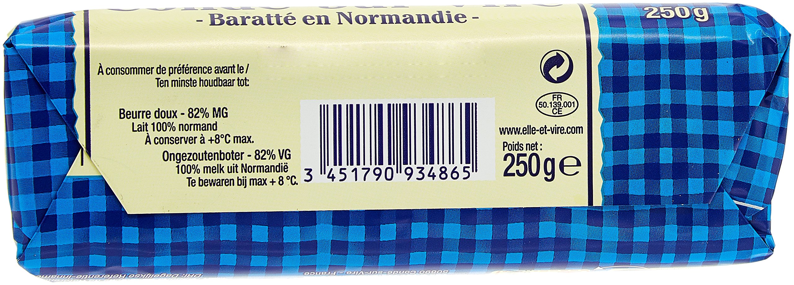 Elle & Vire Beurre de Condé sur Vire Doux Rouleau 250 g