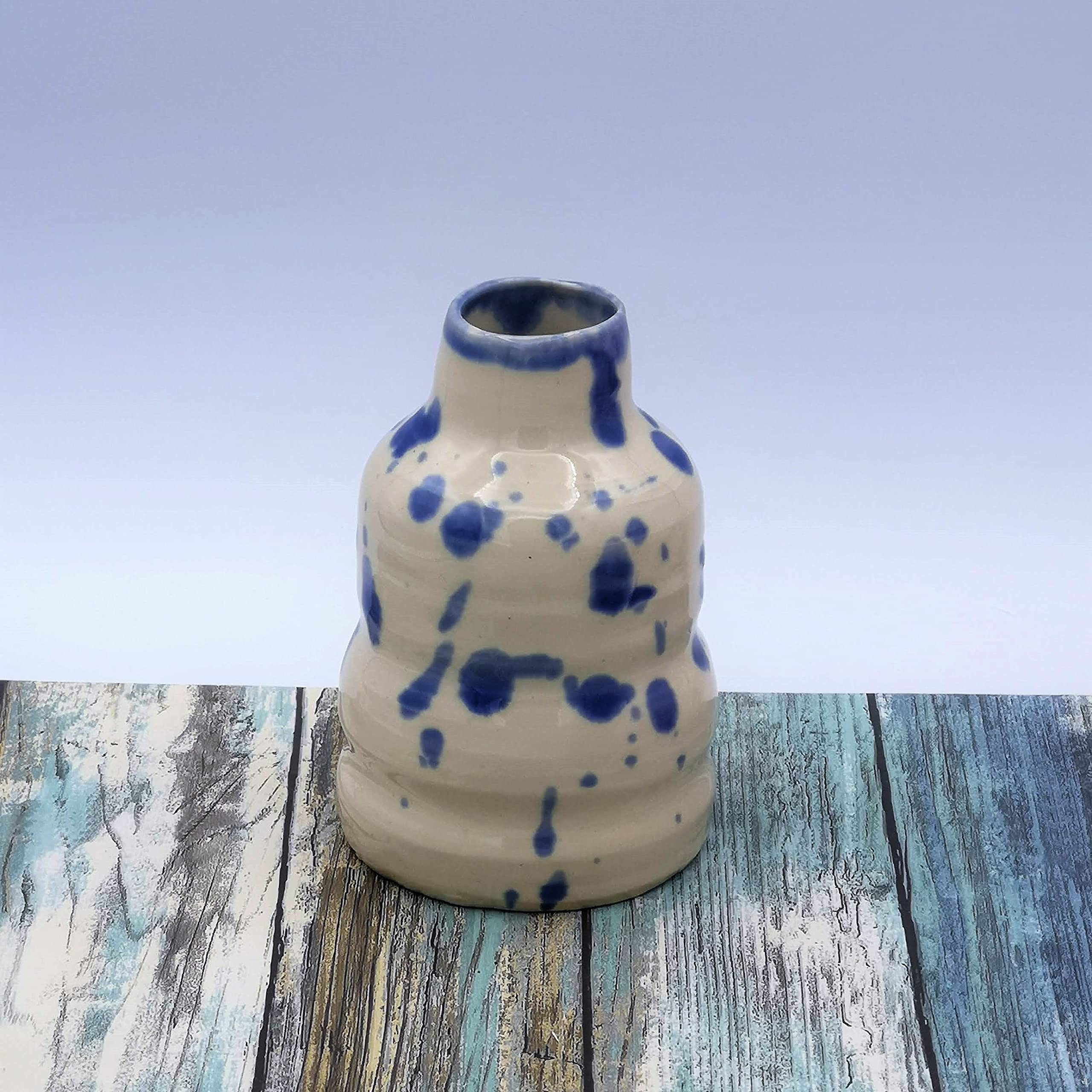 Jarrone De Cerámica Moderno Hecho A Mano Para Decoración Del Hogar, Florero De Gres Azul