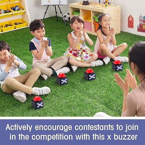 Miniatura 5 de Fabbay 6 piezas de zumbador de juego de respuestas con luz y sonido zumbador botones de alarma para espectáculos de juegos para niños, adultos,