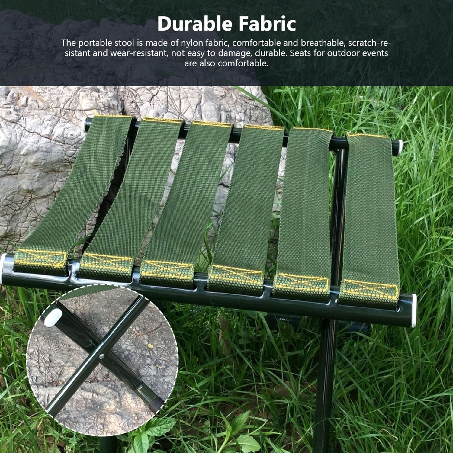 Camping Stool Portable Folding Stool 200kg Load Capacity Lightweight Steel Fold up Fishing Stool for Camping Fishing Picnic Travel and Hiking, Portable Stool