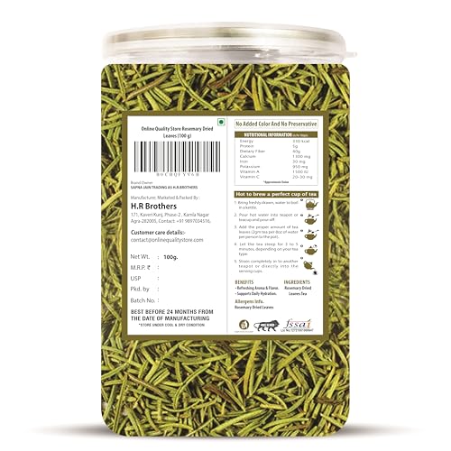 Image of Online Quality Store Rosemary Dry Leaves, 100g | Hair Growth, Rosemary Herbal Tea