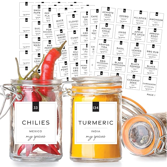 Buy JUMIJU Minimal Collection 160 Spice Labels Spice Jars Labels