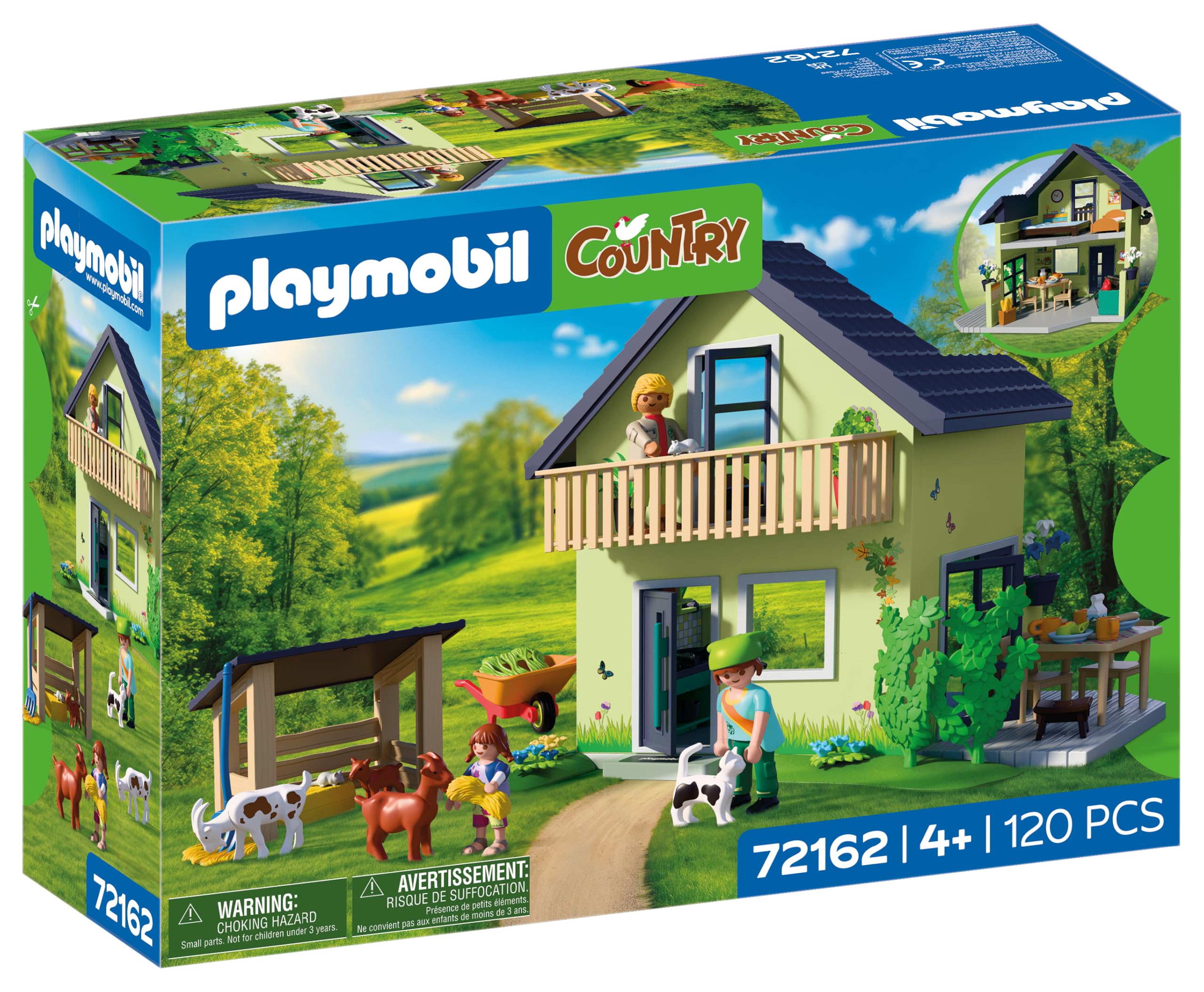 Playmobil | Country | Maison de Ferme | Maison d’Habitation avec Balcon, Cuisine, Lits, Animaux et Nombreux Accessoires | pour Les Enfants à partir de 4 Ans | 72162