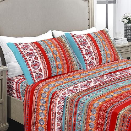 YIYEA Sábanas de tamaño King Boho Sábanas de microfibra cepillada de lujo Sábanas ligeras y transpirables Sábanas de cama King Bolsillo YIYEA Sábanas de tamaño King Boho Sábanas de microfibra cepillada de lujo Sábanas ligeras y transpirables Sábanas de cama King Bolsillo