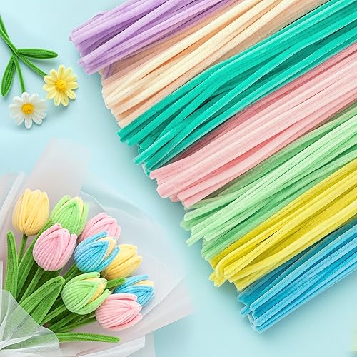 Miniatura 41 de Caydo 300 piezas de limpieza de tuberías verde oscuro, suministros de manualidades, tallos de felpilla para proyectos de manualidades, decoraciones
