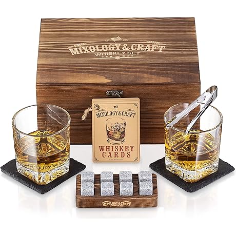 Gorgeous Mixology Experience: Whiskey Men's Gift Set with Super Chilling Stones