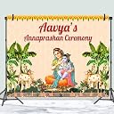 Customized Annaprashan Decoration Backdrop | Personalized with Baby Name Background Banner for Rice Ceremony | Multiple Traditional & Modern Design Backgrounds gallery image
