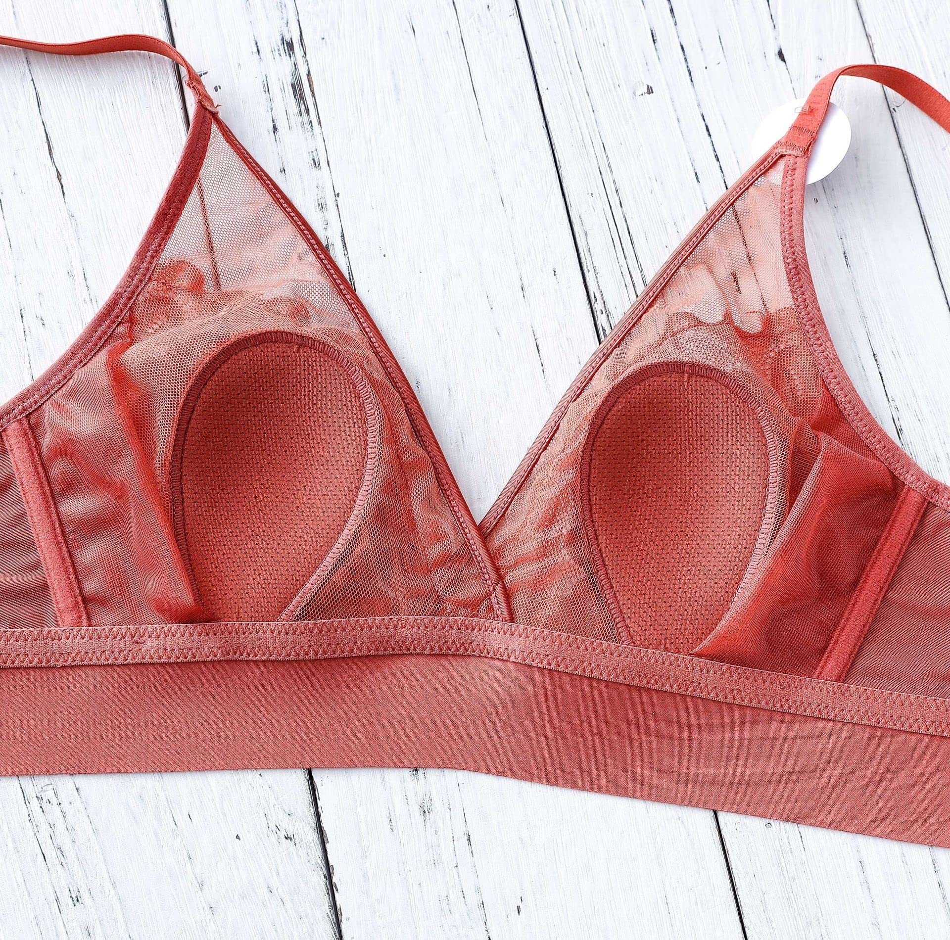 Reggiseno a Coppe UltraSottili per Donna Bralette in Pizzo Ricamato Intimo Trasparente Sexy Top Intimo Push up Senza Fili (Colore : Grigio, Dimensioni : 36/80BC) (Grigio 36/80BC)