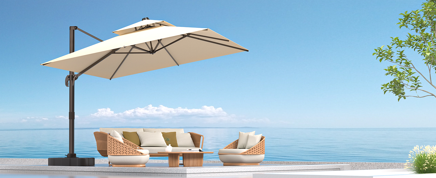 driscol tan patio umbrella Amazon.com : ORYNTREX 10' X 13' Outdoor Patio Umbrella Large Rectangle  Cantilever Umbrella Heavy Duty 360°Rotation Offset Umbrella for Garden Deck  Pool Patio,Beige : Patio, Lawn & Garden