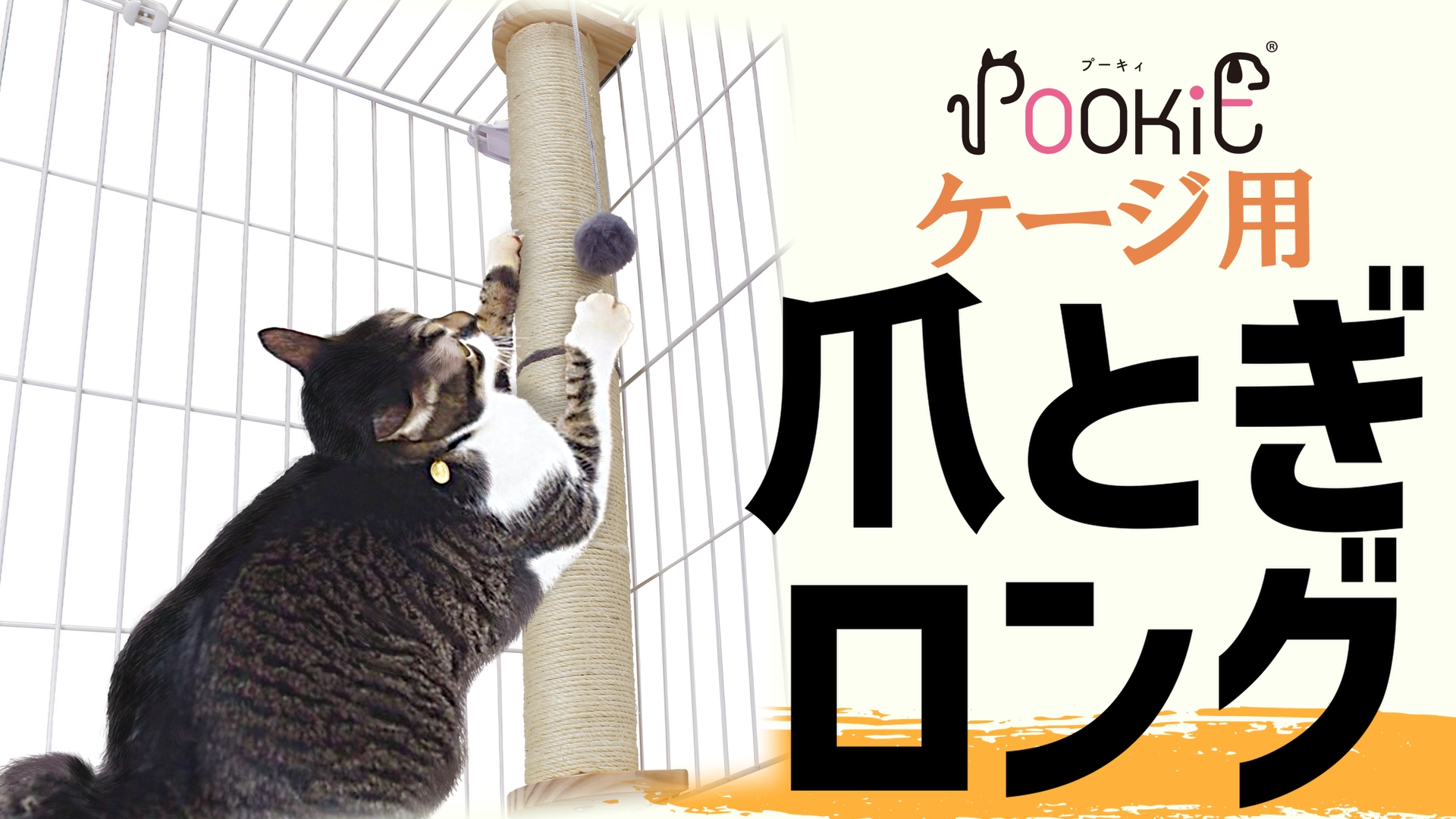 Amazon | POOKIE 爪研ぎ 猫 ケージ用 ロング おもちゃ 付き ポール 爪