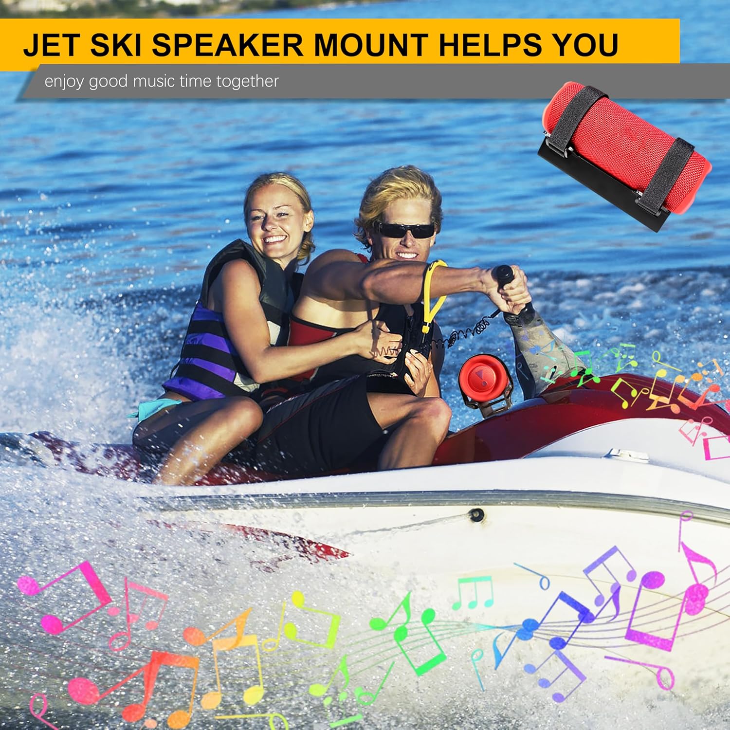 Speaker Mount for Jet Ski, Metal Bracket Holder for PWC's, Boat, Snowmobile, Aluminum Universial Speaker Mount for Jetski (Red) - Image 3