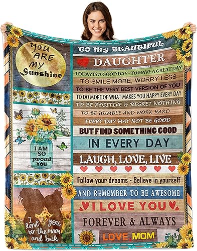 Amxieui Regalo para hija de parte de mamá e hija, manta de mamá para mi hija, regalos de cumpleaños para hija (manta para mi hija de mamá, 60