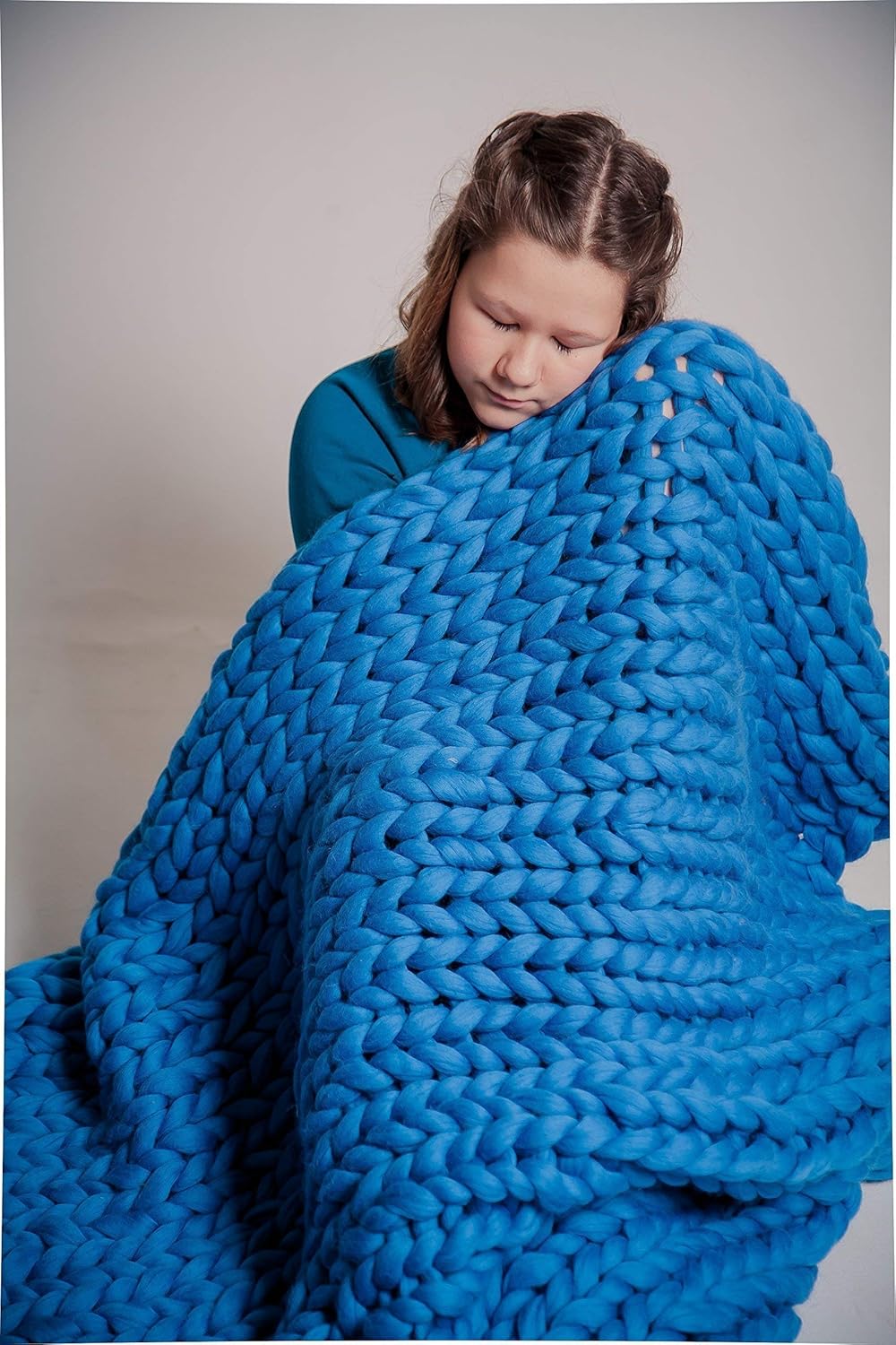 Chunky Hand Made Knitted Blanket, Bulky Throw, Merino Wool