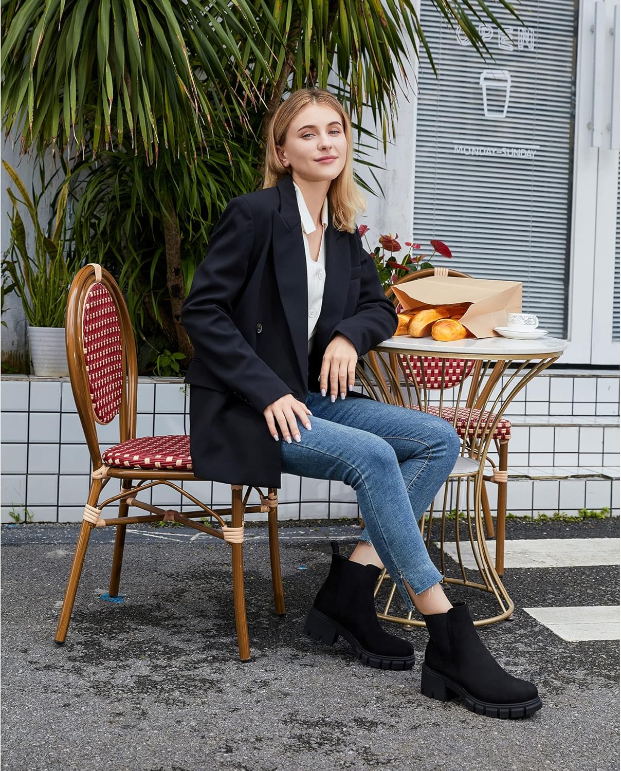 starmerx Women Platform Ankle Boots Elastic Chelsea Boots Mid Heel Slip on Booties - Image 3