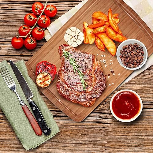 Miniatura 8 de Tabla de cortar extragrande de 30 x 20 pulgadas, tablas de cortar de madera de bambú grandes para cocina, bloque de carnicero de madera grande para