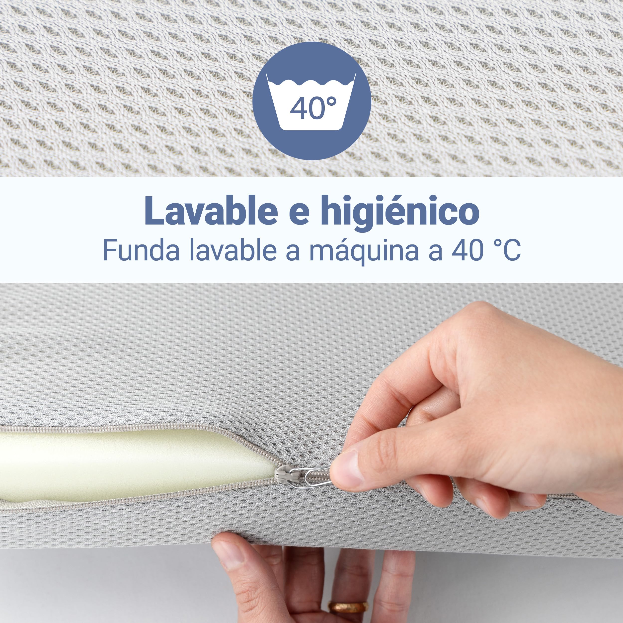 LaLoona Colchon Cuna 60x120 cm de Viaje Portátil | Apto para Parque Infantil - 5 cm Grosor – Plegable con Funda Extraíble - Bolsa de Transporte - Transpirable - Lavable - Certificado Oeko-Tex - Gris