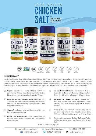 JADA Spices Chicken Salt Spice and Seasoning - Original Flavors 3 PACK - Vegan, Keto & Paleo Friendly - Perfect for Cooking, BBQ, Grilling, Rubs, Popcorn and more - Preservative & Additive Free