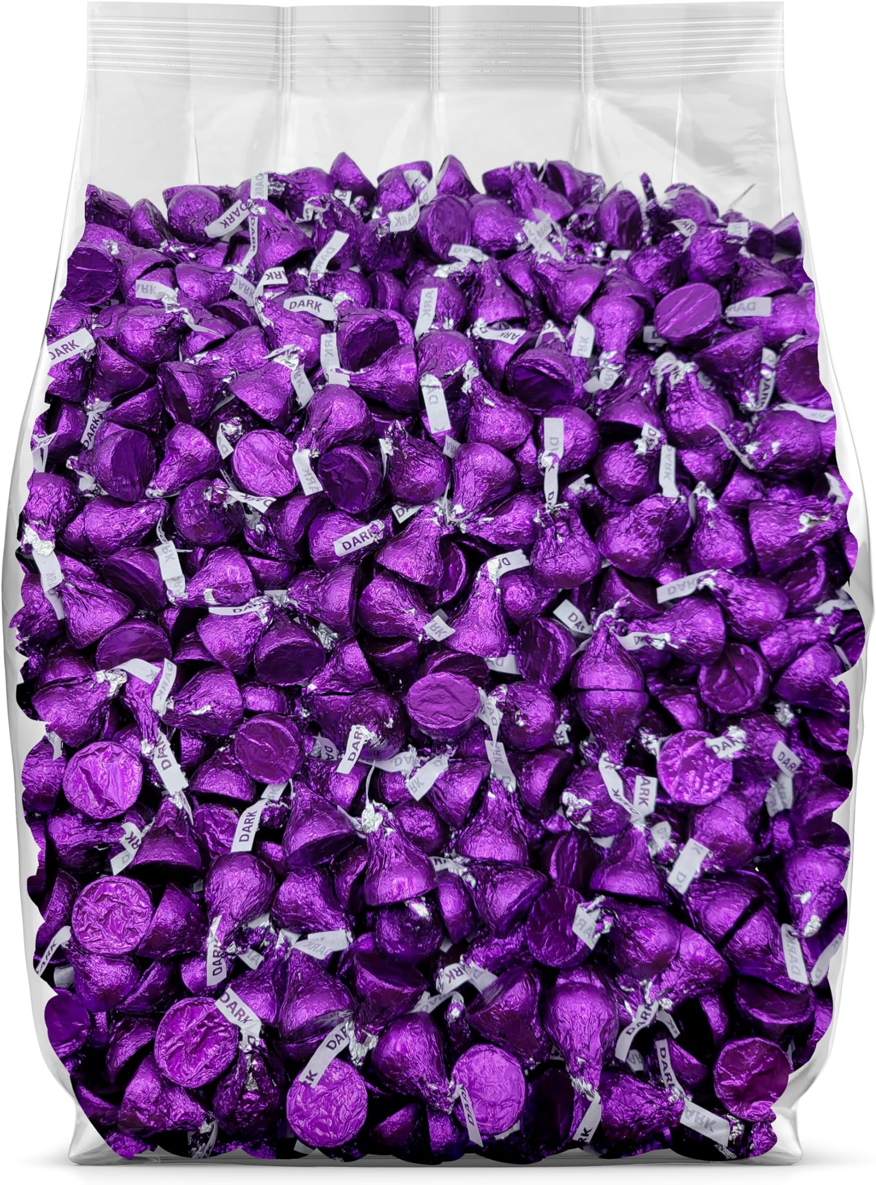 Hershey Dark Chocolate Kisses Bulk Candy – Hershey Kisses in Purple Foil – Individually Wrapped Bulk Hersheys Kisses – 2 Pounds Bulk Party Candy Bag, Full Size