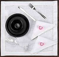 Vista 9 de Lightnpro - Juego de 6 servilletas de algodón con dobladillo blanco de 18 x 18 pulgadas, suaves y lavables, elegantes servilletas de mesa