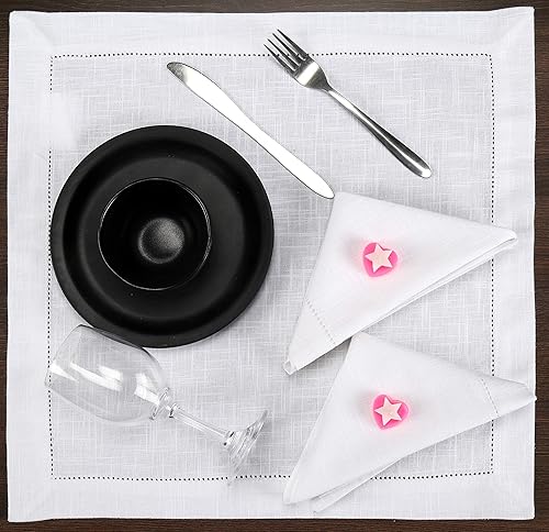 Miniatura 9 de Lightnpro - Juego de 6 servilletas de algodón con dobladillo blanco de 18 x 18 pulgadas, suaves y lavables, elegantes servilletas de mesa