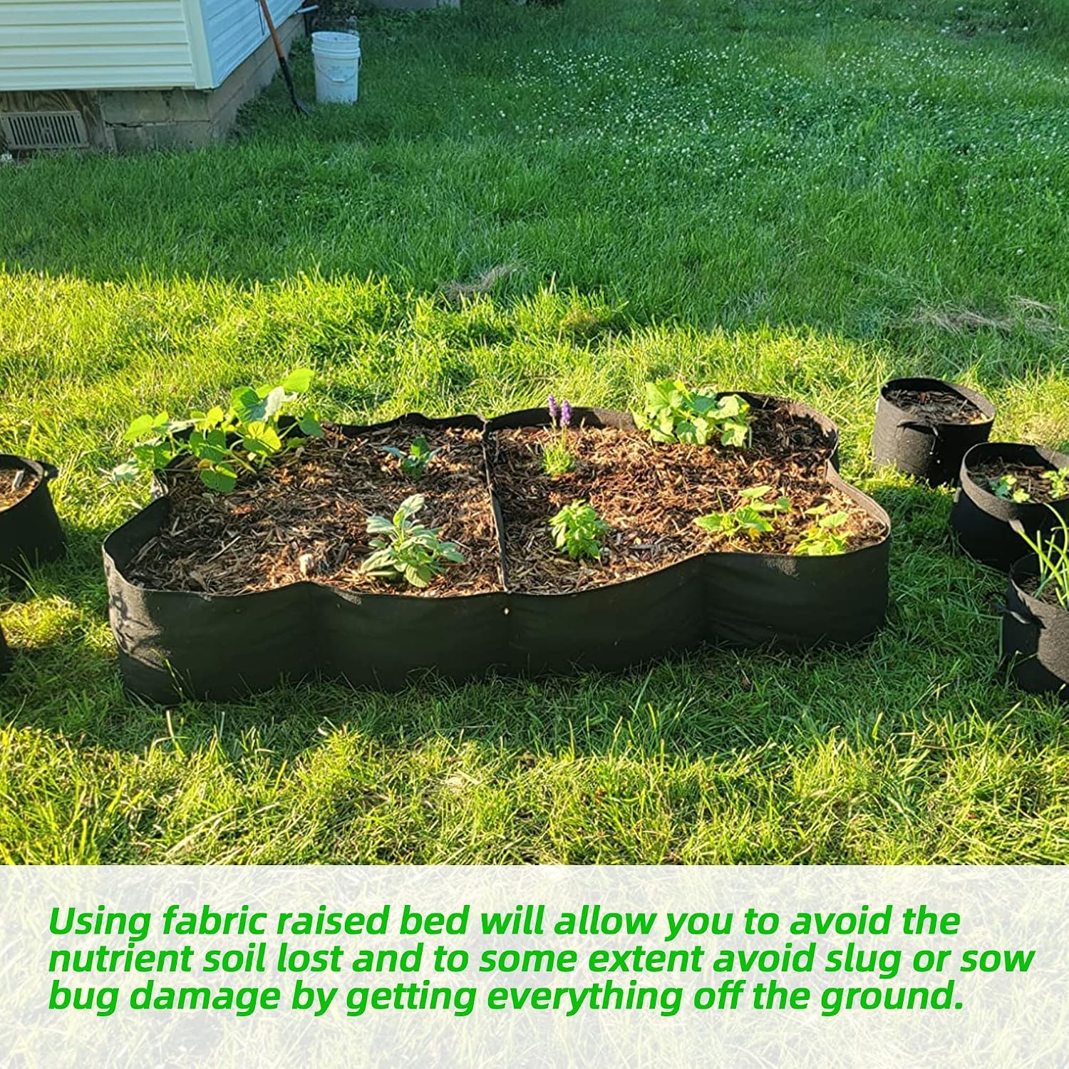 CJGQ Fabric Raised Garden Bed, 128 Gallon 8 Grids Plant Grow Bags, 3x6FT Planter Raised Beds for Growing Vegetables Potatoes Flowers, Rectangle Planting Container for Outdoor Gardening