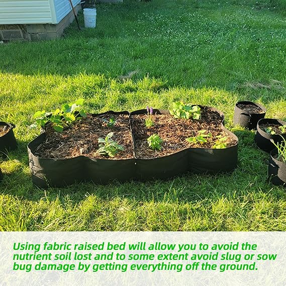 CJGQ Fabric Raised Garden Bed, 128 Gallon 8 Grids Plant Grow Bags, 3x6FT Planter Raised Beds for Growing Vegetables Potatoes Flowers, Rectangle Planting Container for Outdoor Gardening