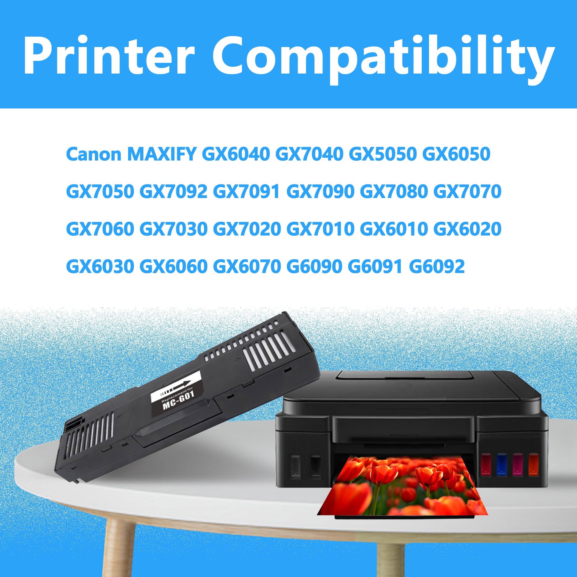 LCL Compatibile con MC-G01 Waste Ink Maintenance Box Scatola di manutenzione Sostituzione per Canon MAXIFY GX6040 GX7040 GX5050 GX6050 GX7050 GX7092 GX7091 GX7090 GX7080 GX7070 GX7060 GX7030 (1 Nero)