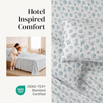 Modern Threads Soft Microfiber Printed Sheets - Luxurious Microfiber Bed Sheets - Includes Flat Sheet, Fitted Sheet with Deep Pockets, Pillowcases Forever Roses Twin