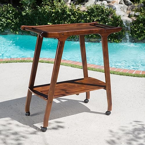 Christopher Knight Home Verdes Indoor/Outdoor Acacia Wood Barcart - Thumbnail 2