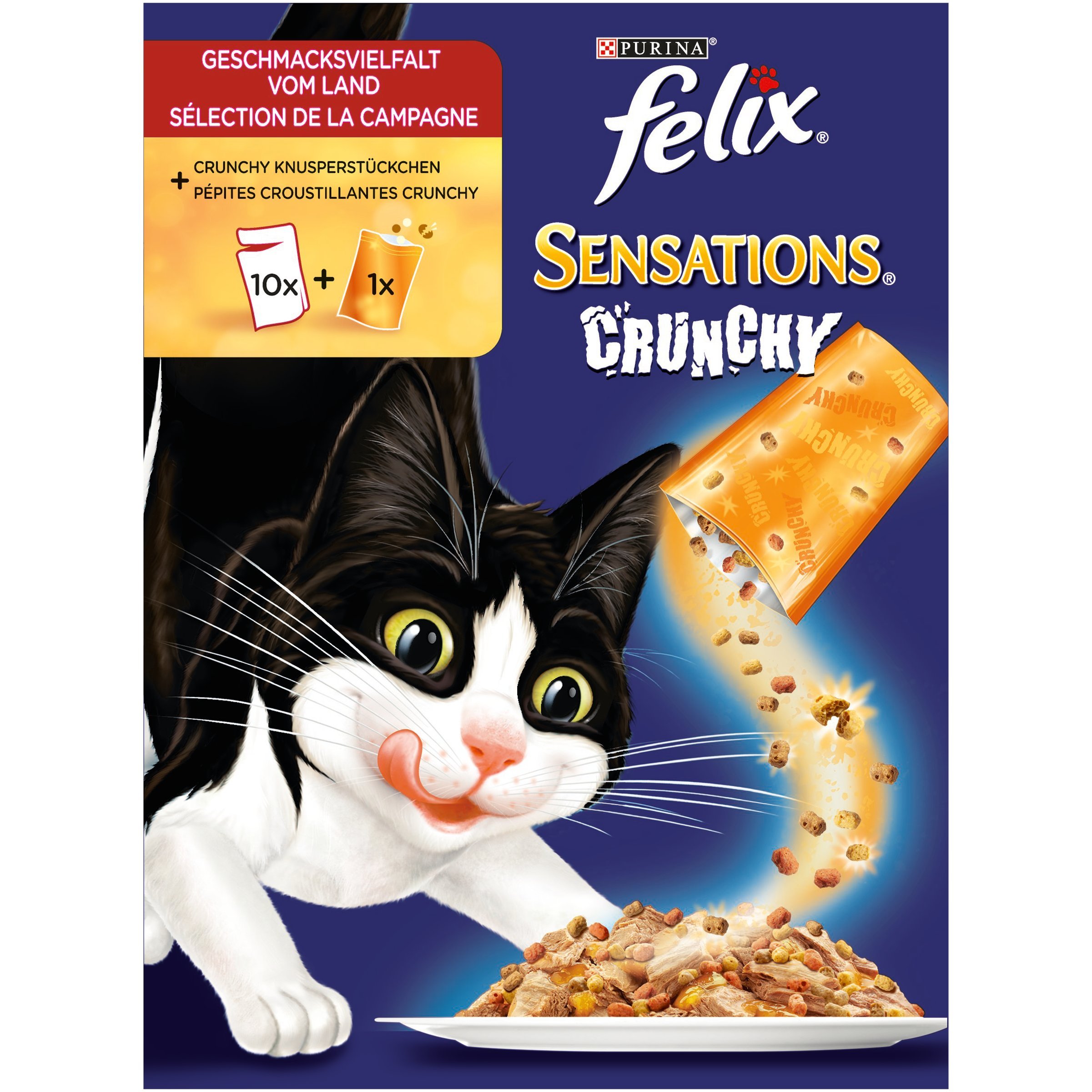 Felix Sensations Crunchy Crumbles - Cibo per Gatti Purina, Confezione da 6 (6 x 1,2 kg)