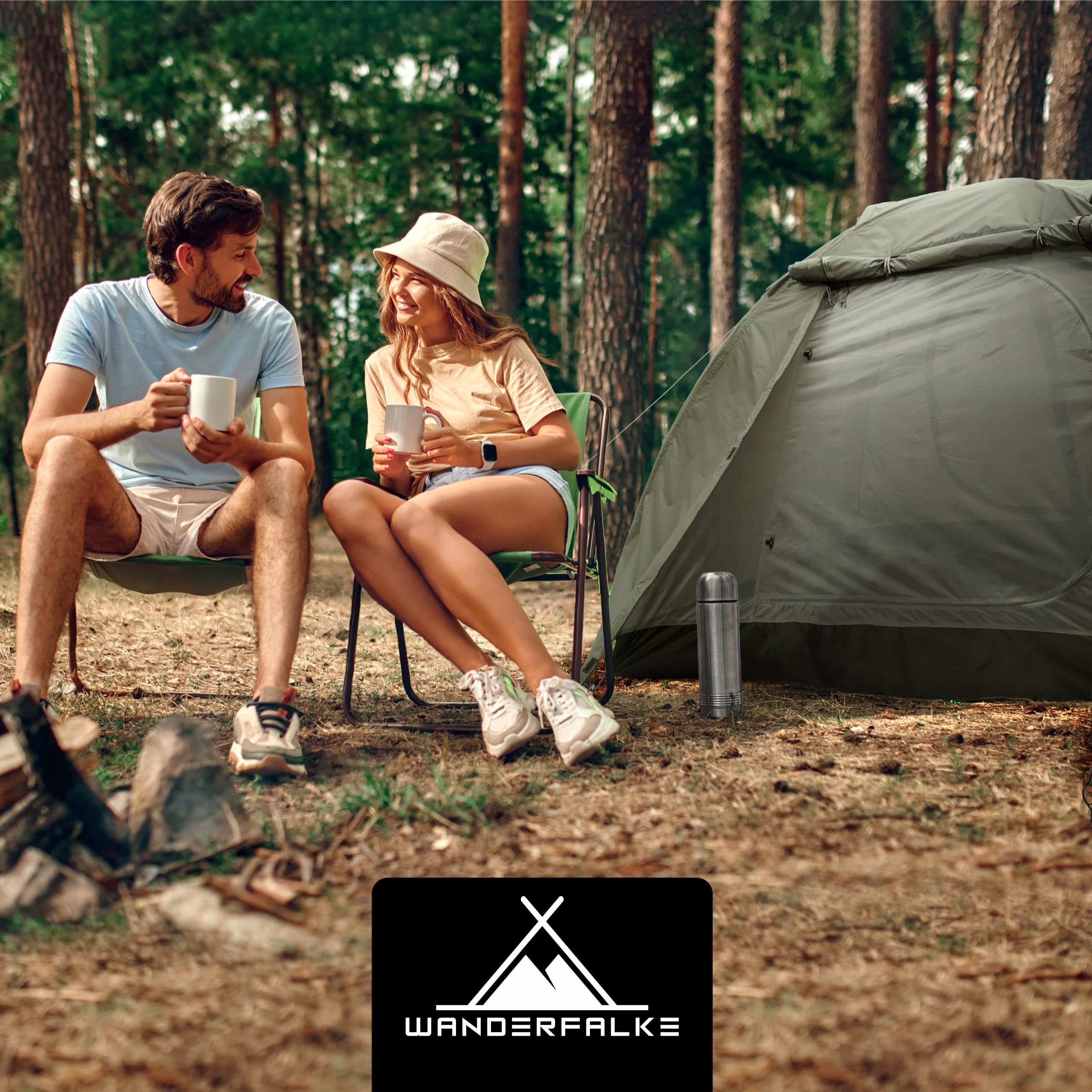 WANDERFALKE® Namiot dla 2-4 osób, wodoszczelny, ultralekki, mały rozmiar po spakowaniu, namiot kempingowy z przedsionkiem, namiot rodzinny, namiot outdoorowy na kemping, podróż, wędkowanie, na ciepłe