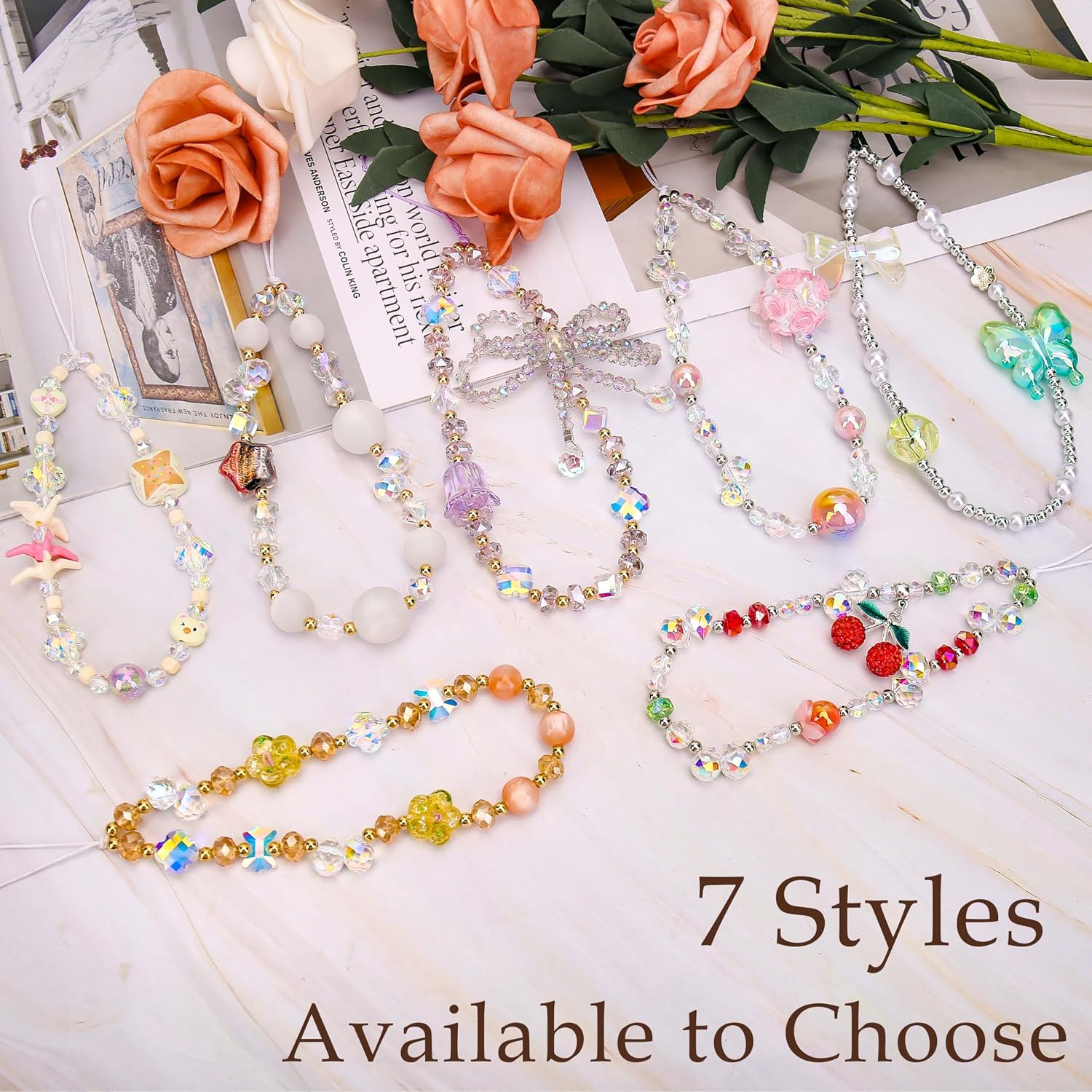 BONNY BOXX Crystal Beaded Phone Lanyard for Women, Detachable Anti-Theft Wrist Strap Bracelet image 4
