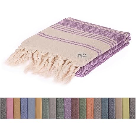 Cotton Yoga Blanket: Large Beach Towel Pure Cotton, Prewashed, 38 x 71 Inches