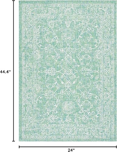 Vista 250 de SAFAVIEH Courtyard Collection - Alfombra decorativa, 2 pies 3 pulgadas x 5 pies, turquesa, no desprende pelusa y de fácil cuidado, para interiores