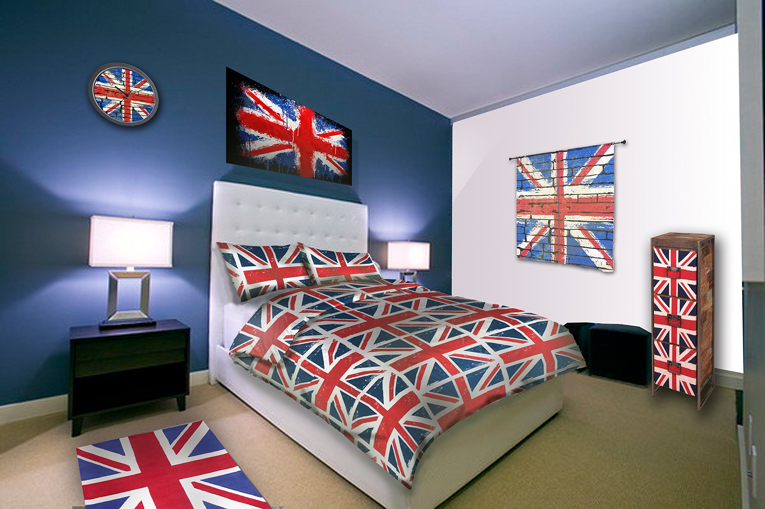 Union Jack Cotton Mix USA Queen (230 X 220CM - UK King Size) RED White Blue Cotton Duvet Cover Quilt Cover Comforter COVEROFFICIAL Licensed