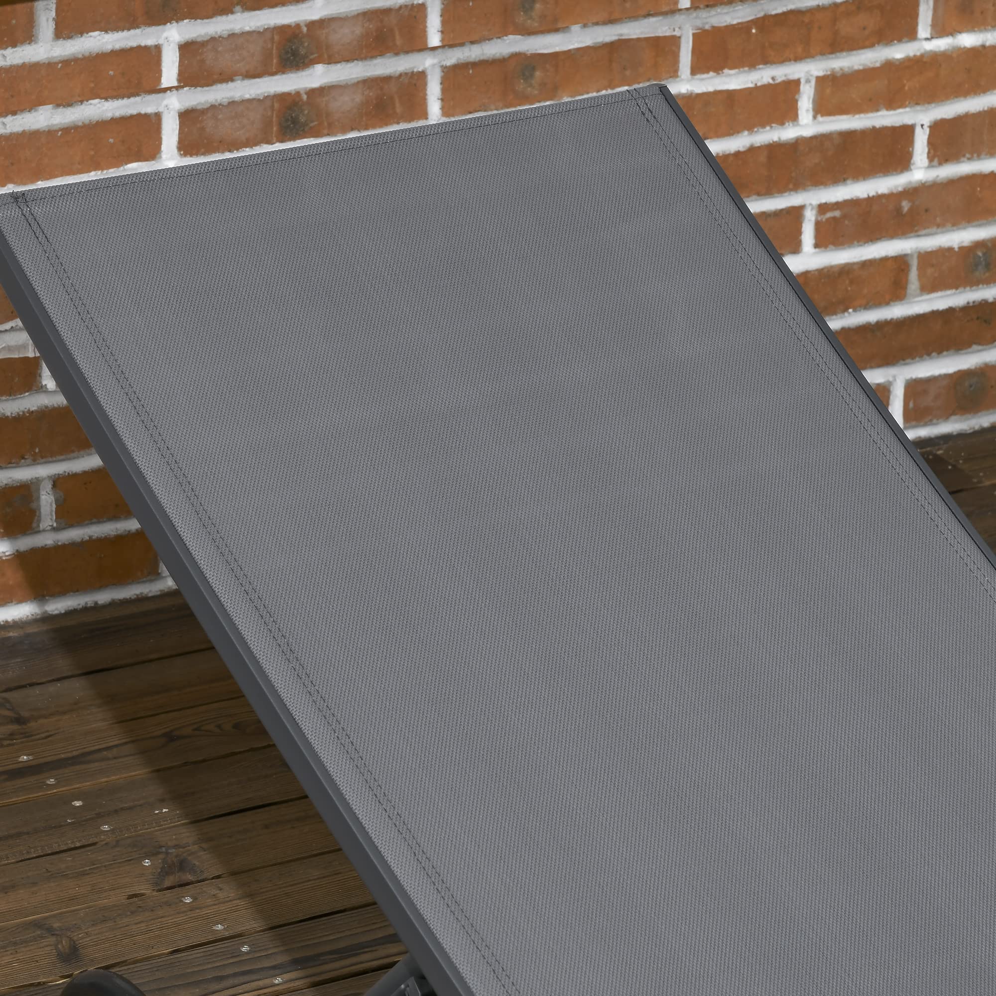 Outsunny Pack de 2 Tumbonas de Jardín Exterior Tumbonas Reclinables de Aluminio con Respaldo Ajustable de 5 Niveles y Ruedas para Playa Piscina 165x66x102 cm Gris Oscuro