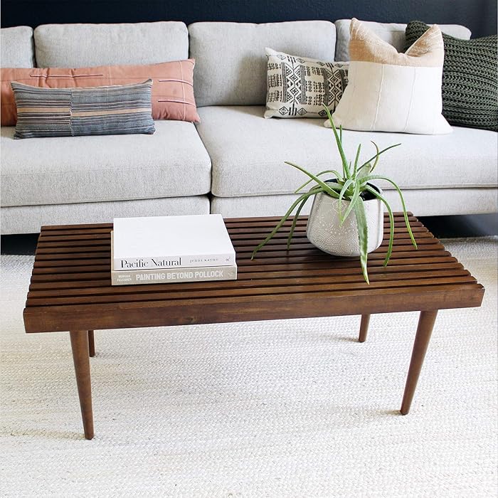 Buy Nathan James Clyde MidCentury Slatted Solid Wood Coffee Table