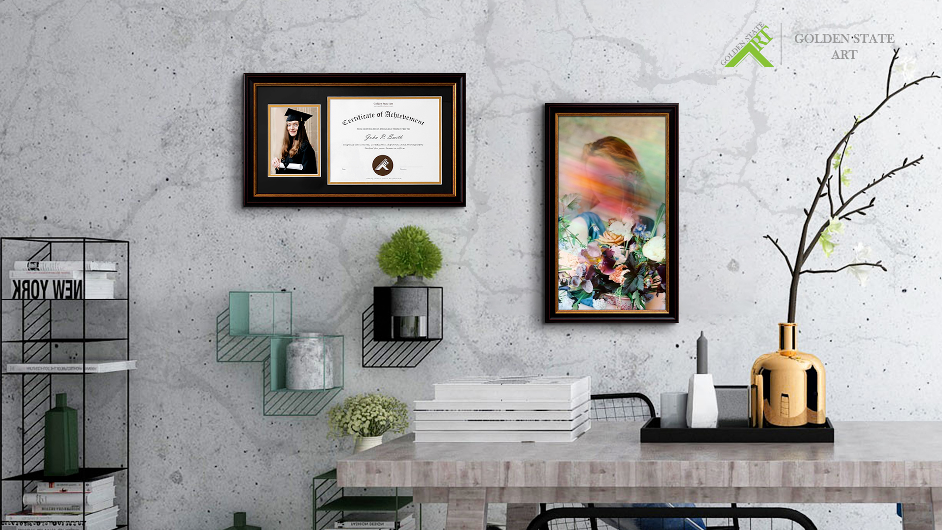 Golden State Art 11x22 Black Diploma Frame - Holds Diploma, Photo & Tassel, Set Of 2, Tempered Glass
