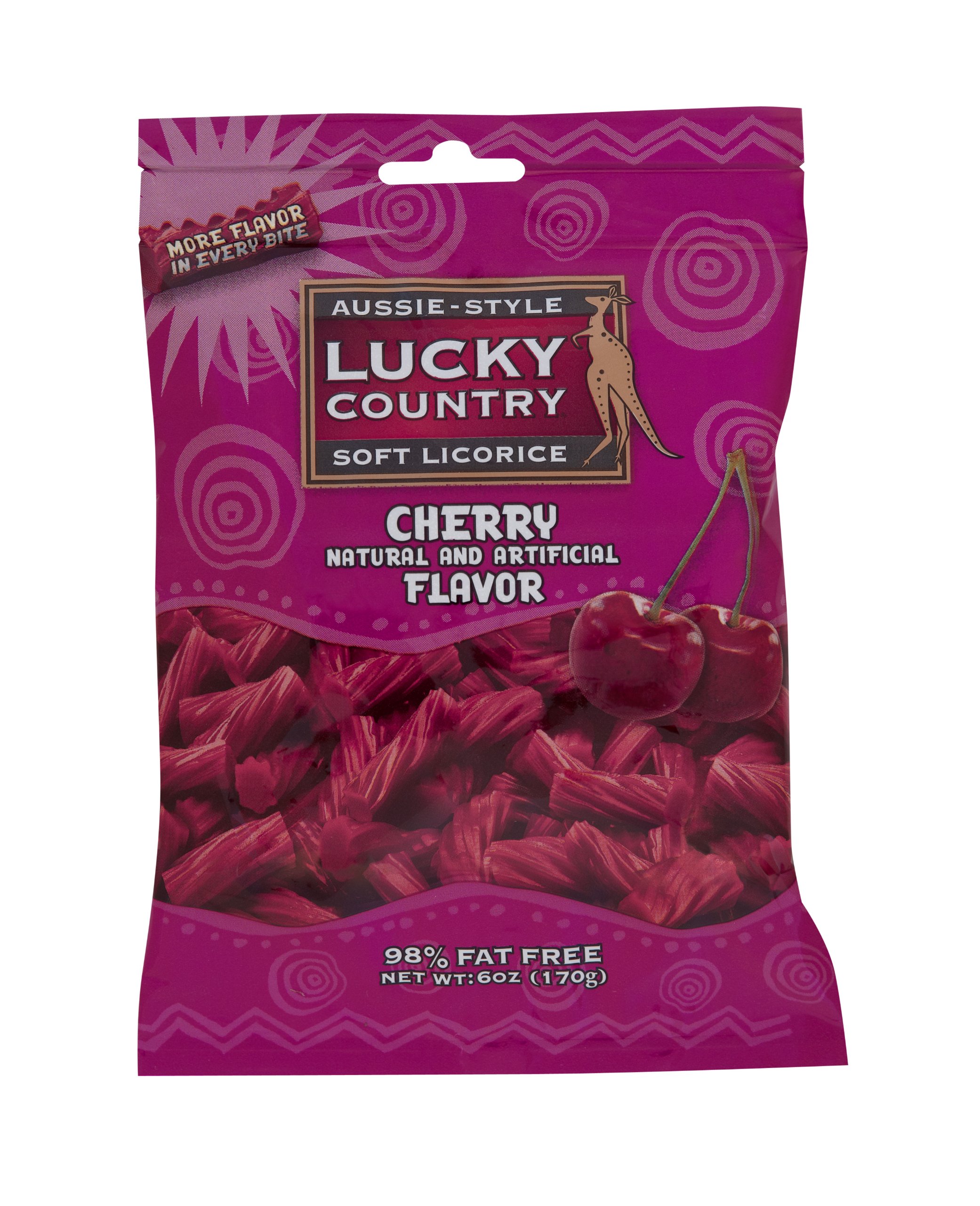 Lucky Country Style Soft Licorice, Cherry Aussie, 6 Ounce (Pack of 12)