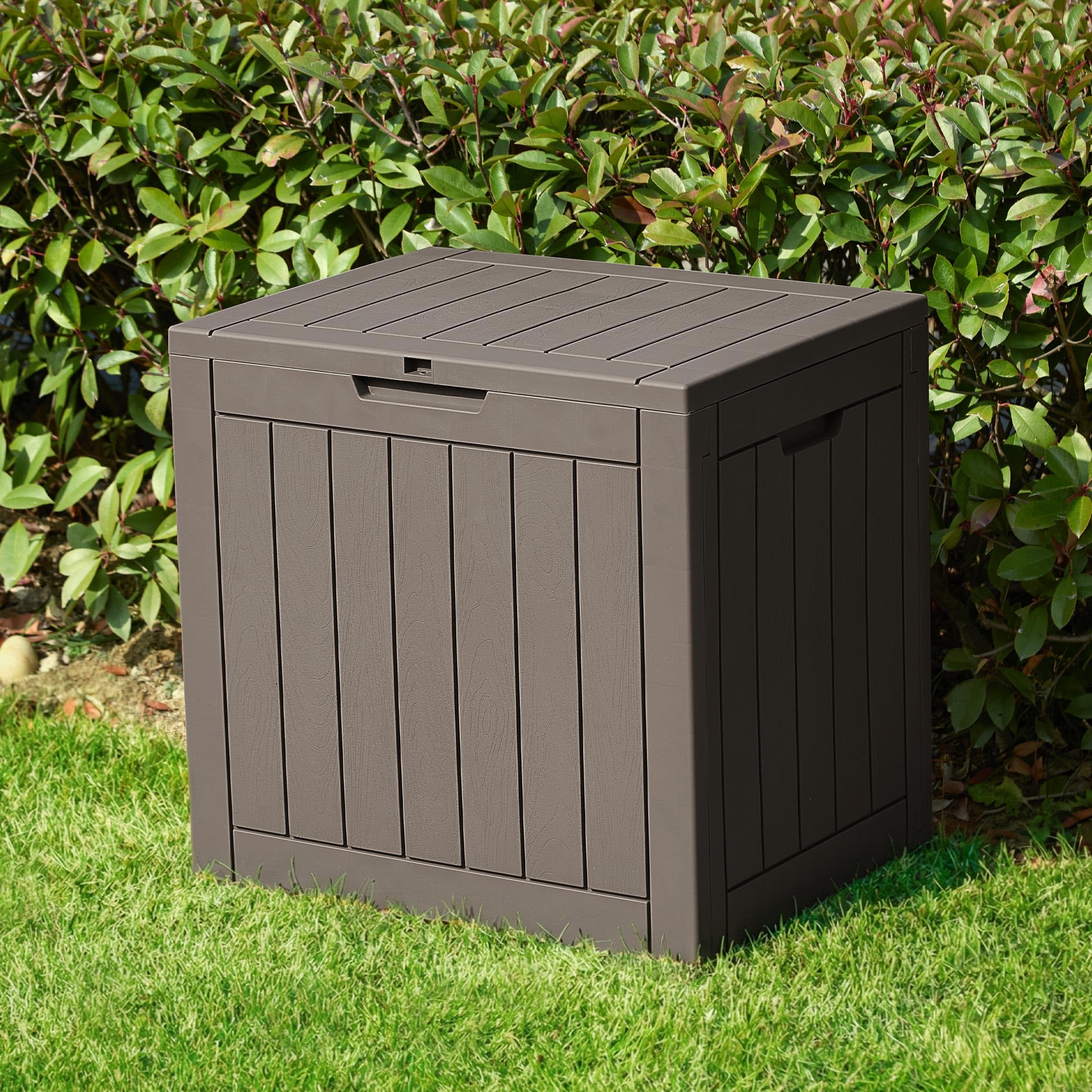 VonHaus Garden Storage Box - Outdoor Utility Chest Organiser – Weatherproof Plastic, Lockable Lid, Carry Handles, Compact & Portable – For Garden, Patio, Balcony, Decking – Grey (118L) — view 8